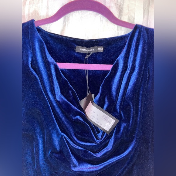 Blue Velvet Top / Blouse with Sach - Medium - Picture 3 of 4